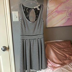 Black and white striped dress